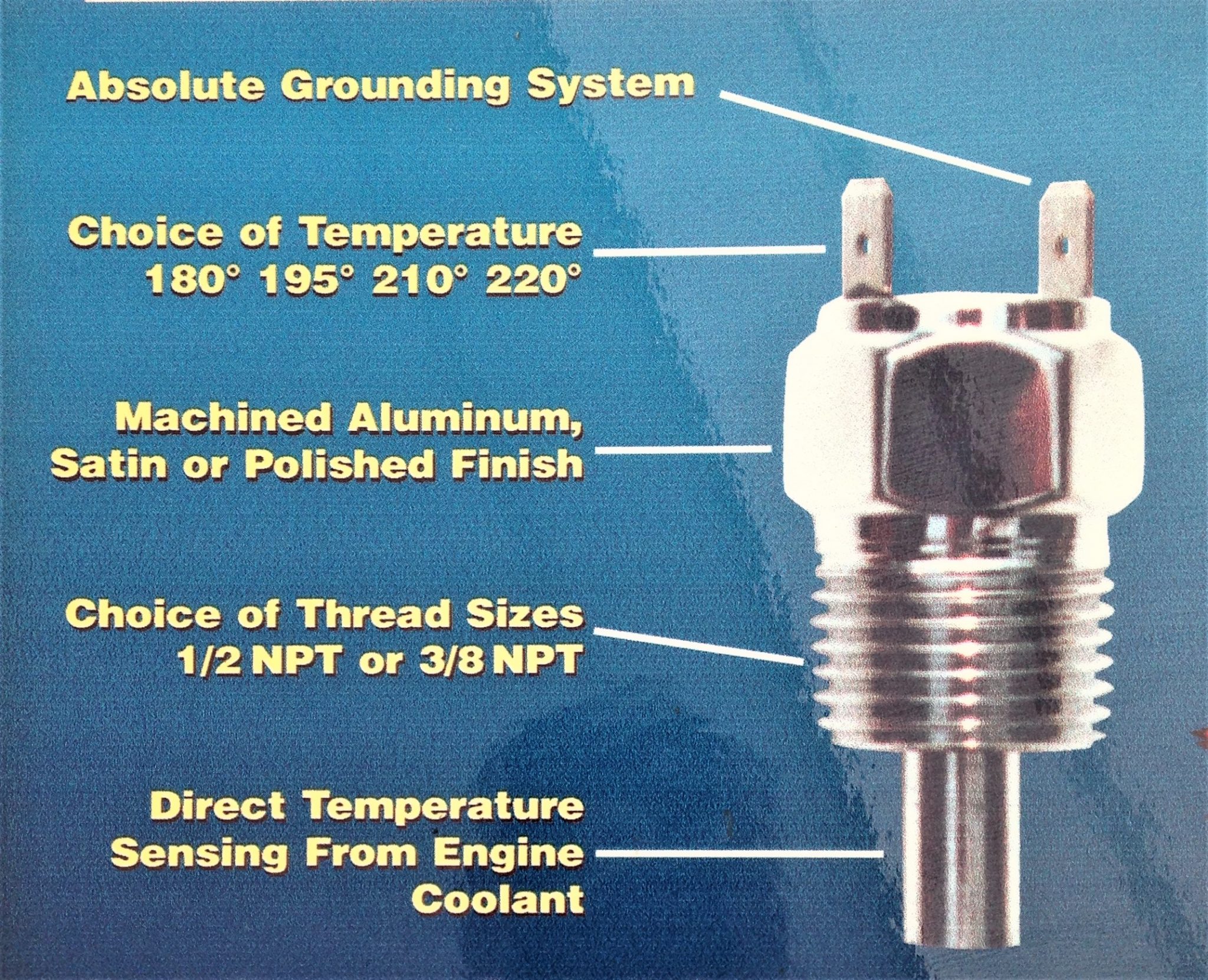 Electric Fan Switch Sensor…Choice of Temperature, Finish and Thread